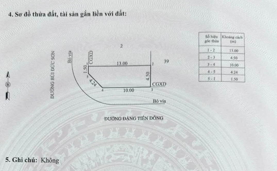 Bán lô góc 2 mặt tiền 54m2, Bùi Đức Sơn, 3 tỷ 250 - Ảnh 1