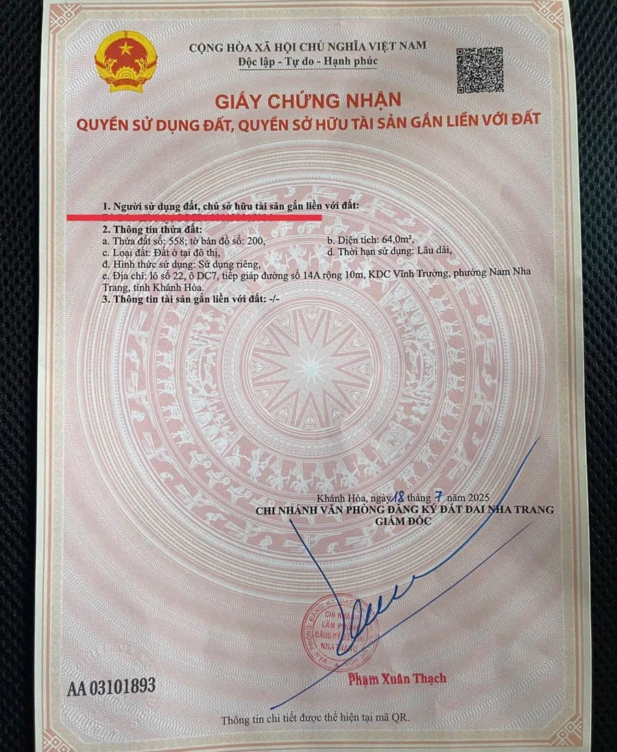 Bán đất TĐC Vĩnh Trường Nam Nha Trang 64m2 giá 4 tỷ 950 - Ảnh thu nhỏ 3