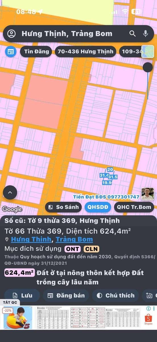 Bán đất mặt tiền 20x31,5m có 300m2 thổ cư tại Hưng Long, Bình Chánh giá 6,5 tỷ - Ảnh 1