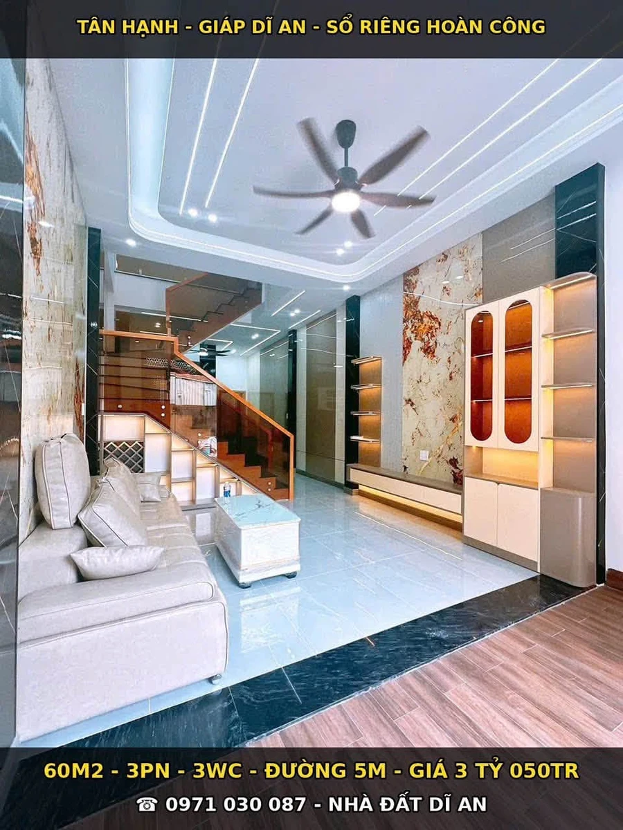 Bán nhà mới 3 phòng ngủ 60m² Tân Hạnh Dĩ An 3 tỷ 50 - Ảnh thu nhỏ 2