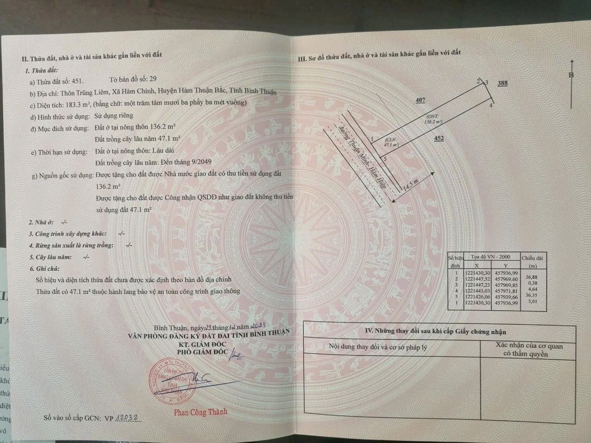 Bán đất thổ cư 183m2 mặt tiền đường nhựa tại Hàm Chính, Hàm Liêm, Lâm Đồng - Ảnh thu nhỏ 3