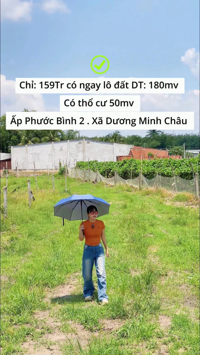Bán đất 183m² tại Xã Dương Minh Châu, Tây Ninh - 159 triệu - Ảnh 1