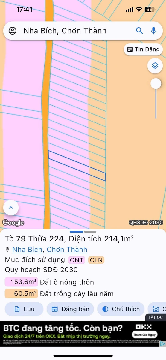 Bán đất thổ cư 215m2 tại Chơn Thành, Bình Phước 390 triệu - Ảnh thu nhỏ 3
