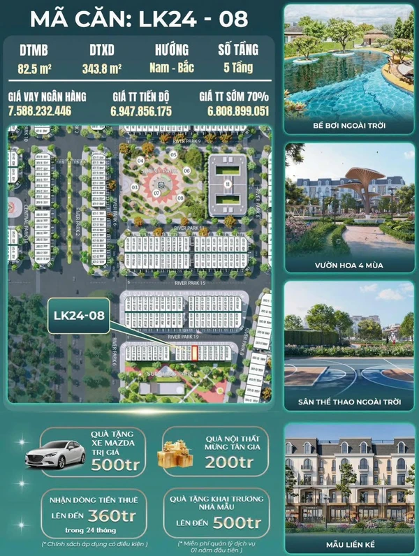 Bán shophouse 82,5m² (5 tầng) mặt tiền đường 38m Hoàng Huy Green River