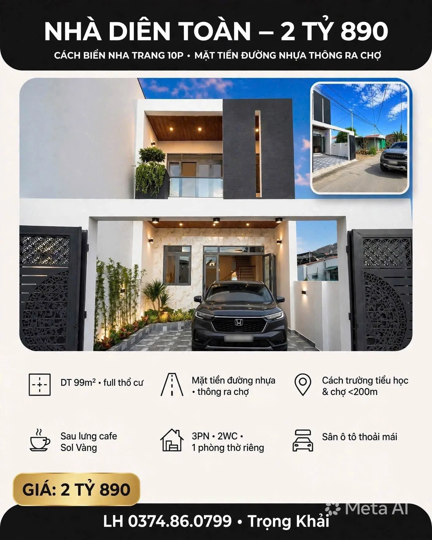 Bán nhà 99m2 3PN tại Diên Toàn, gần biển Nha Trang, 2.89 tỷ - Ảnh 1