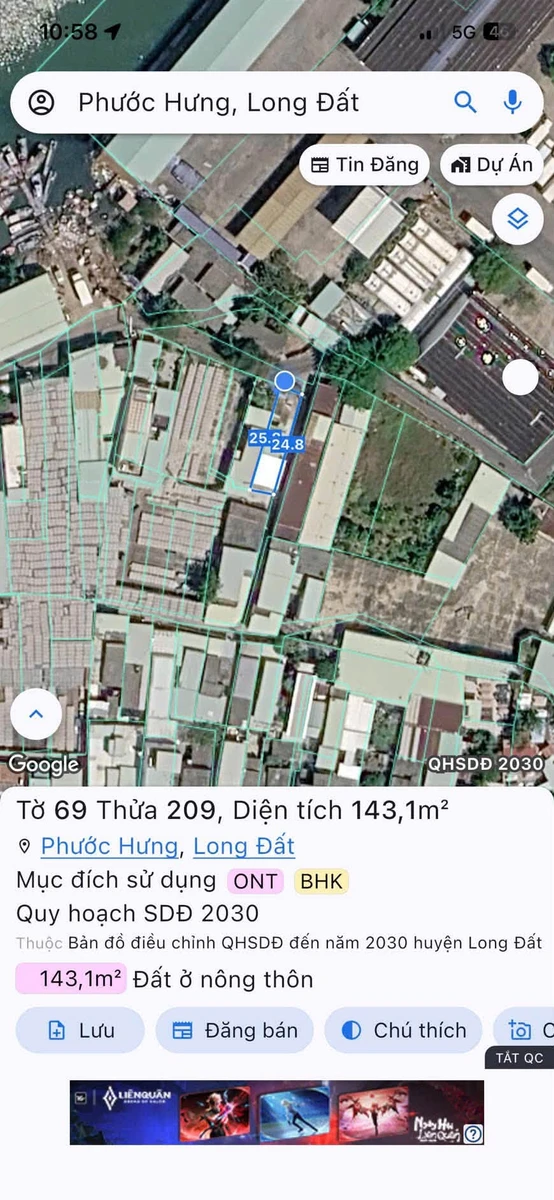 Bán đất góc 2 mặt tiền 5,6x25m có 80m thổ cư tại Phước Hưng, Long Hải - Ảnh 1