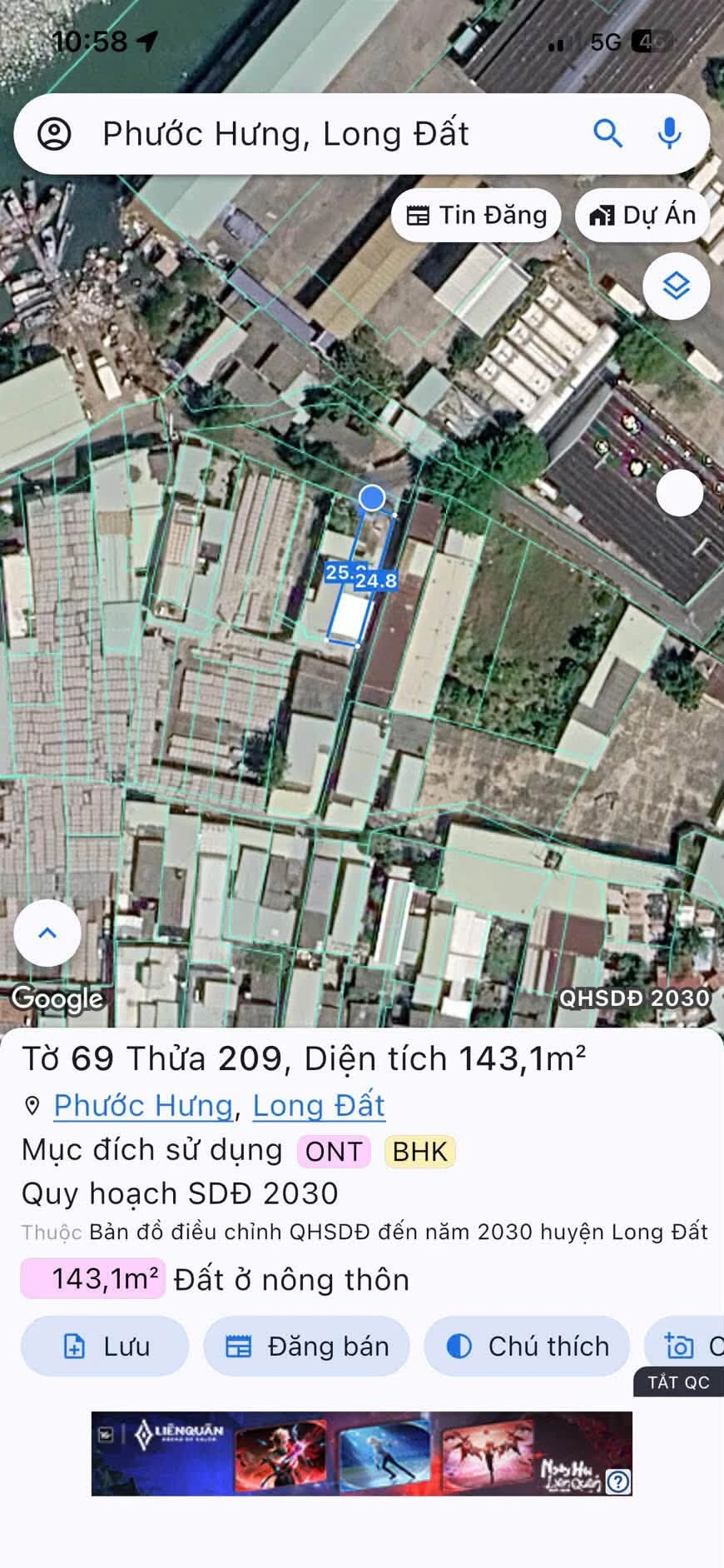 Bán đất góc 2 mặt tiền 5,6x25m có 80m thổ cư tại Phước Hưng, Long Hải - Ảnh 1