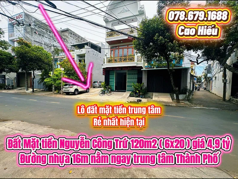 Bán đất mặt tiền Nguyễn Công Trứ 120m2, Tuy Hoà