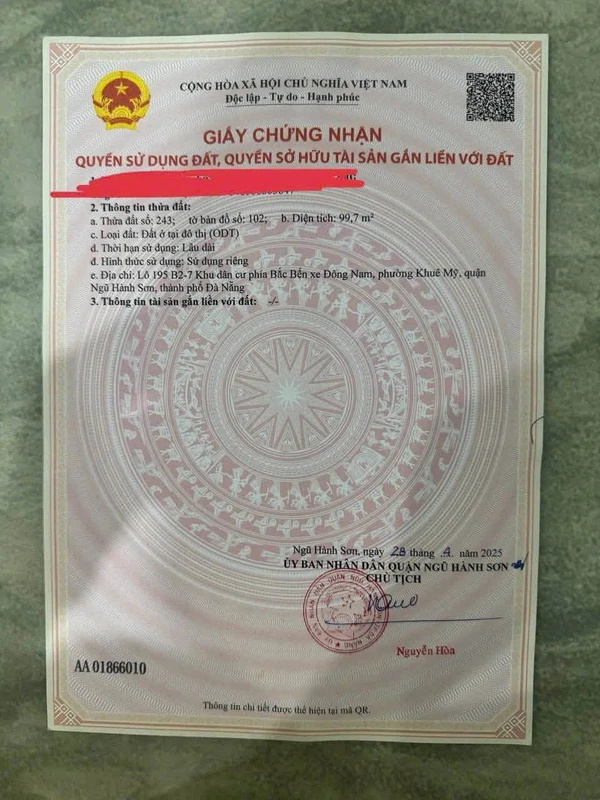 Bán cặp đất mặt tiền Minh Mạng 200m² gần biển Đà Nẵng