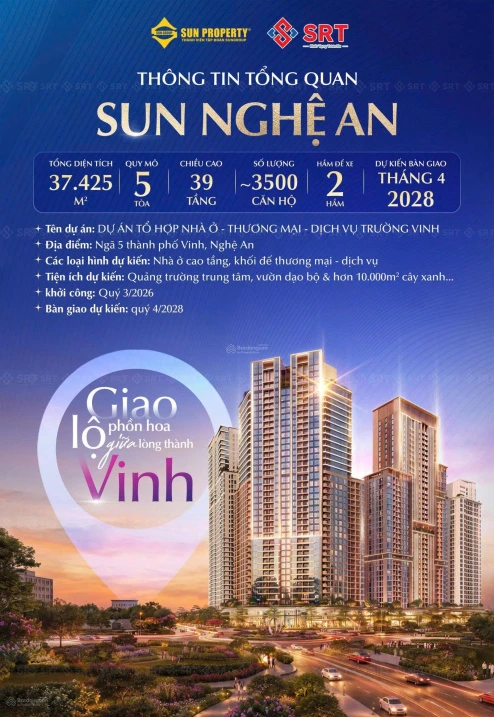 Giá dự án Sun Trường Vinh chưa tới 60tr/m2, chiết khấu khách hàng tiên phong lên đến 3,7%. - Ảnh 1