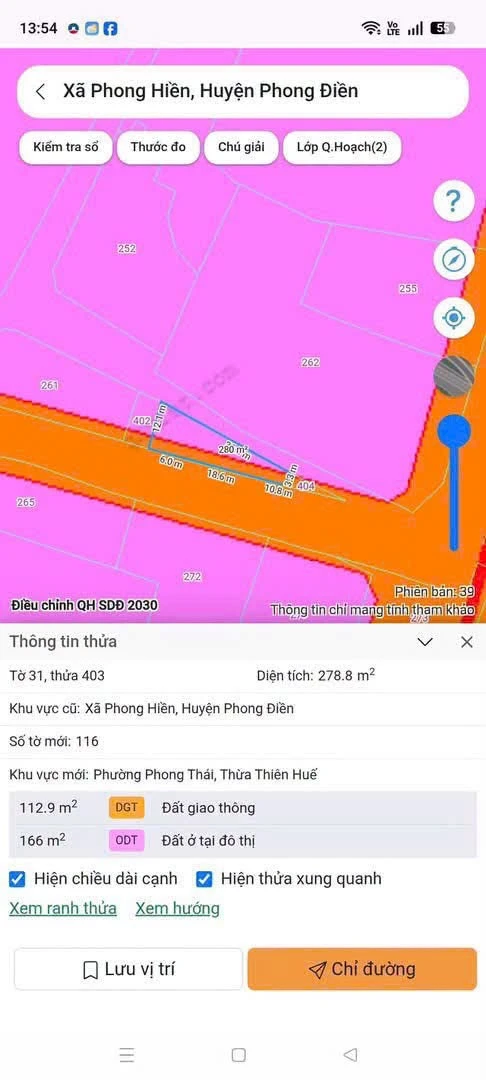 Bán lô đất 211m2 ba mặt tiền gần trung tâm Phong Điền, Huế, giá 69 triệu - Ảnh thu nhỏ 3
