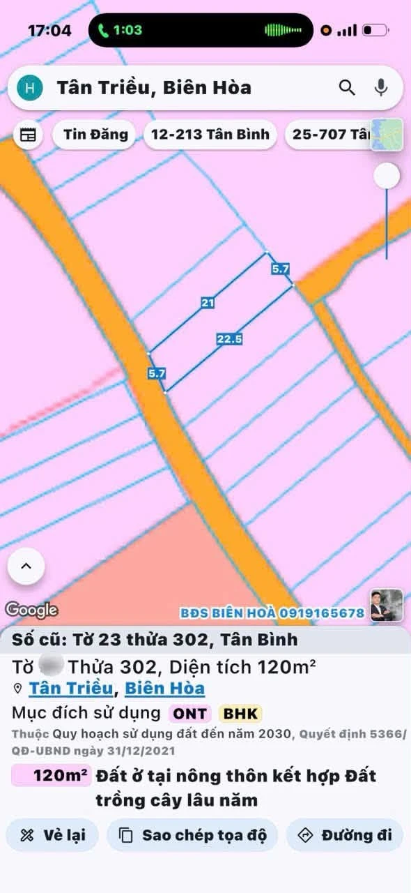 Bán lô đất 120m2 tại Tân Triều, Đồng Nai - Ảnh 1