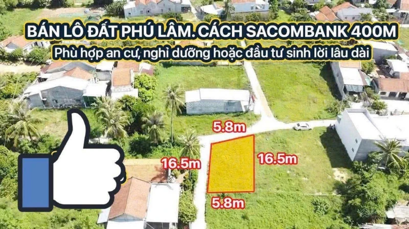 Bán lô đất đẹp gần Sacombank Phú Lâm - lô góc 650tr