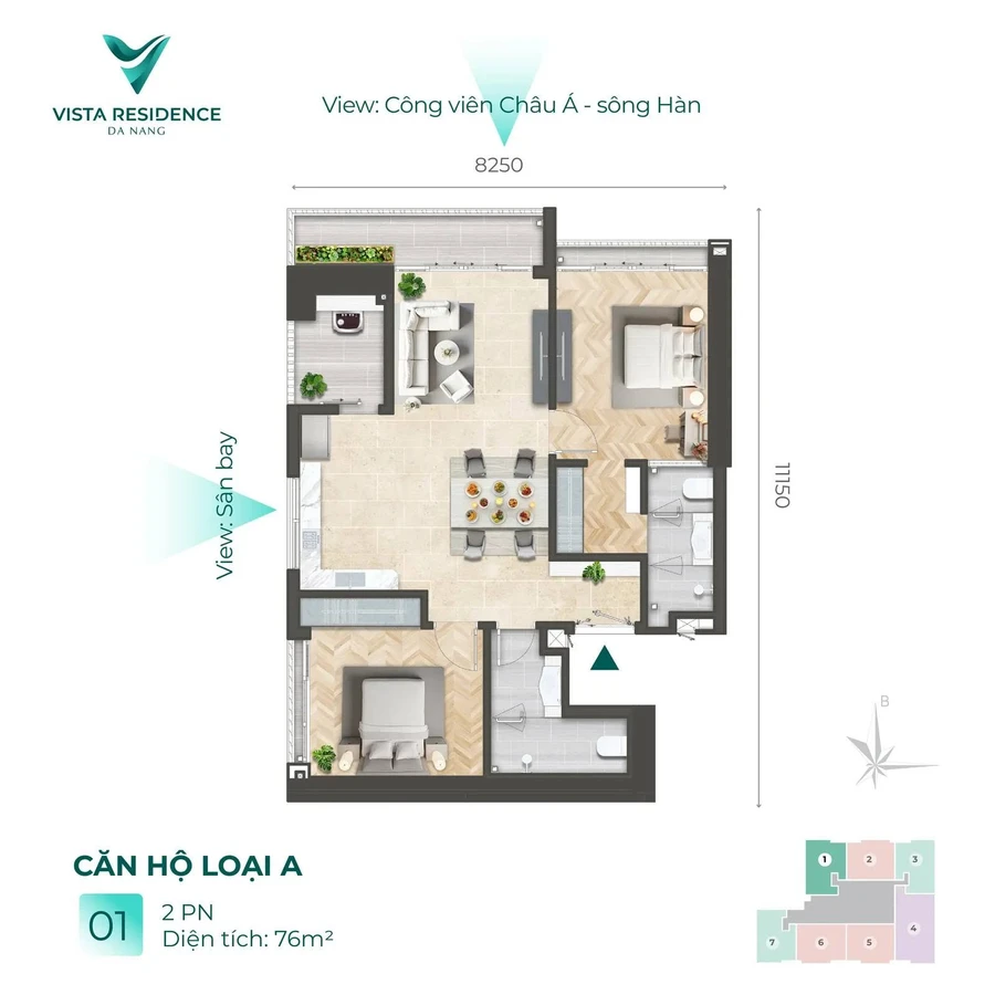 Bán căn góc 2PN 76m² 4,789 tỷ tại Đà Nẵng - Ảnh thu nhỏ 3