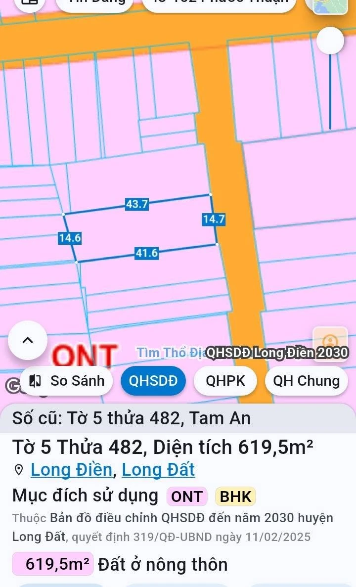 Bán lô đất mặt tiền đường nhựa 620m2 thổ cư tại Tam An, Long Điền, Bà Rịa - Vũng Tàu - Ảnh thu nhỏ 2