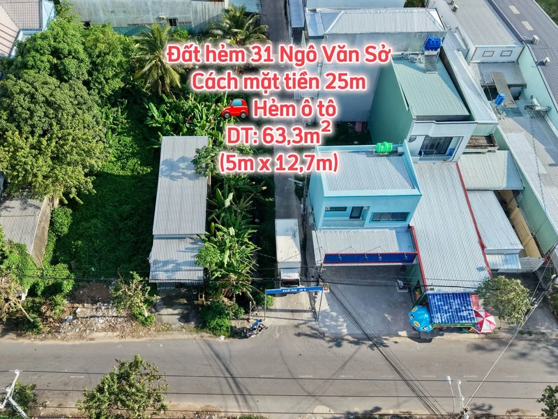 Bán đất hẻm 63,3m² Ngô Văn Sở Rạch Giá 1tỷ050triệu