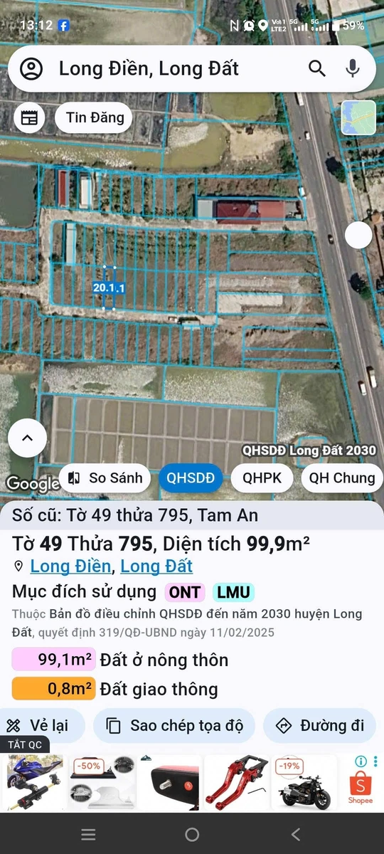 Bán lô đất 100m2 Tam An, Long Điền - Ảnh 1
