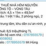 Cho thuê nhà hẻm Nguyễn Trường Tộ, Vũng Tàu 49,5m², 2PN 6,5 triệu/tháng - Ảnh thu nhỏ 1