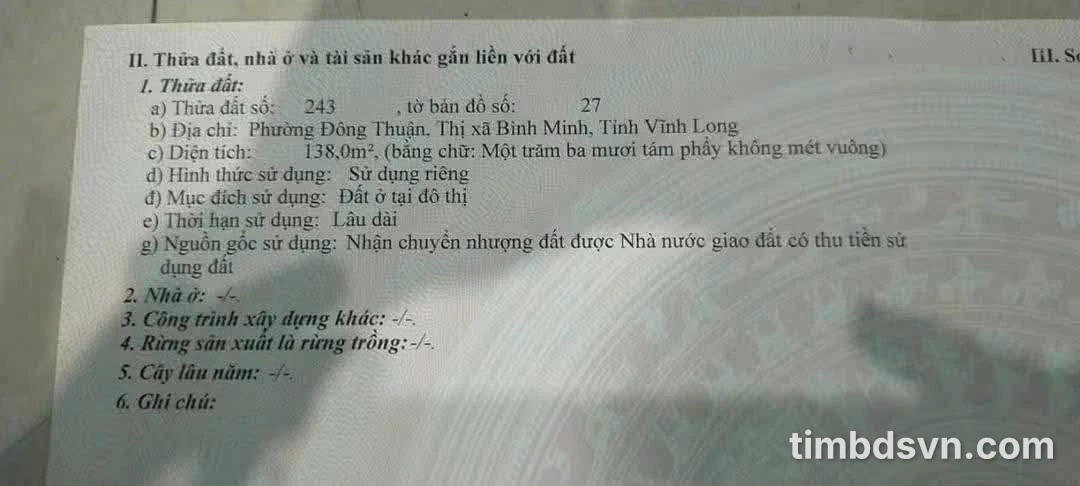 Bán nền đất 138m² Khu Công An Đông Thành Vĩnh Long 1 tỷ 400 triệu - Ảnh thu nhỏ 4