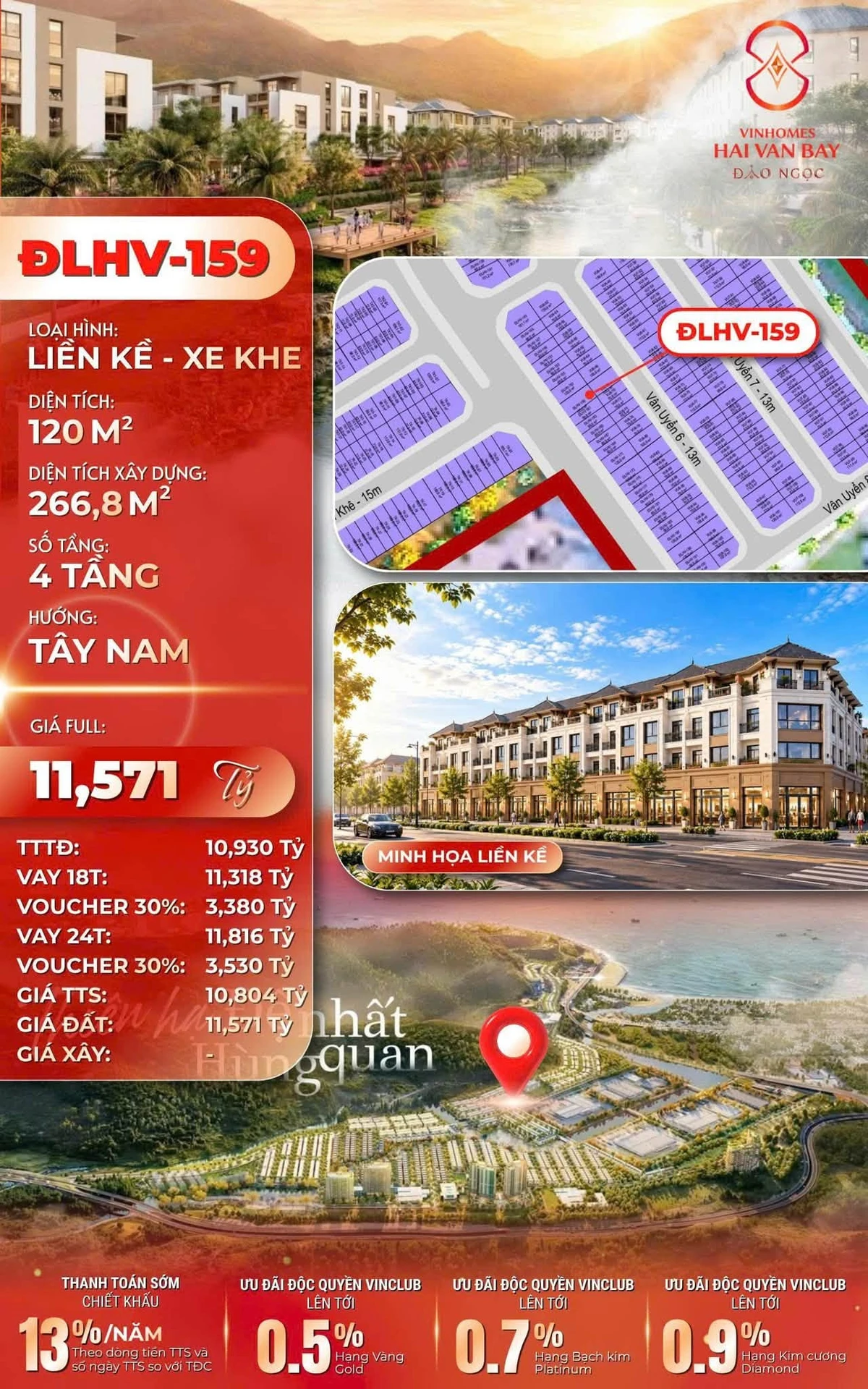 Bán nhà liền kề 4 tầng 267m² Vinhomes Hải Vân Bay Đà Nẵng - Ảnh 1