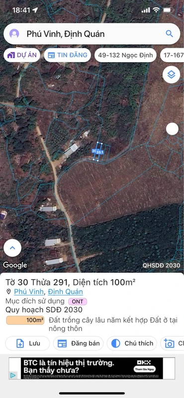Bán lô đất nền 150m² tại Ấp 3 Phú Vinh Định Quán