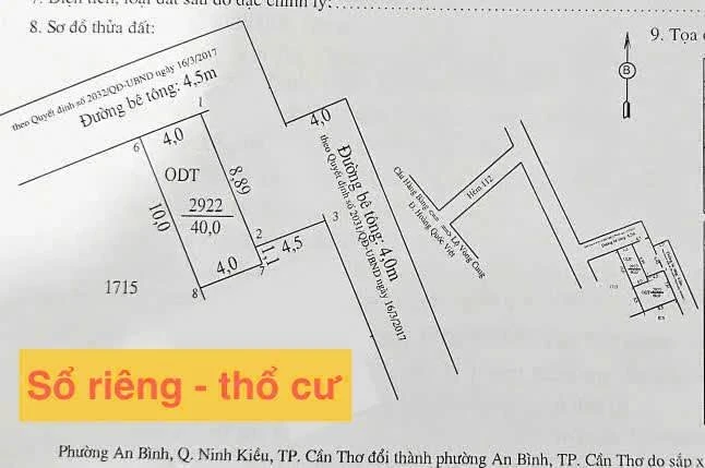 Bán nền góc 40 m2 thổ cư 2 mặt tiền, An Bình, Cần Thơ - Ảnh thu nhỏ 3