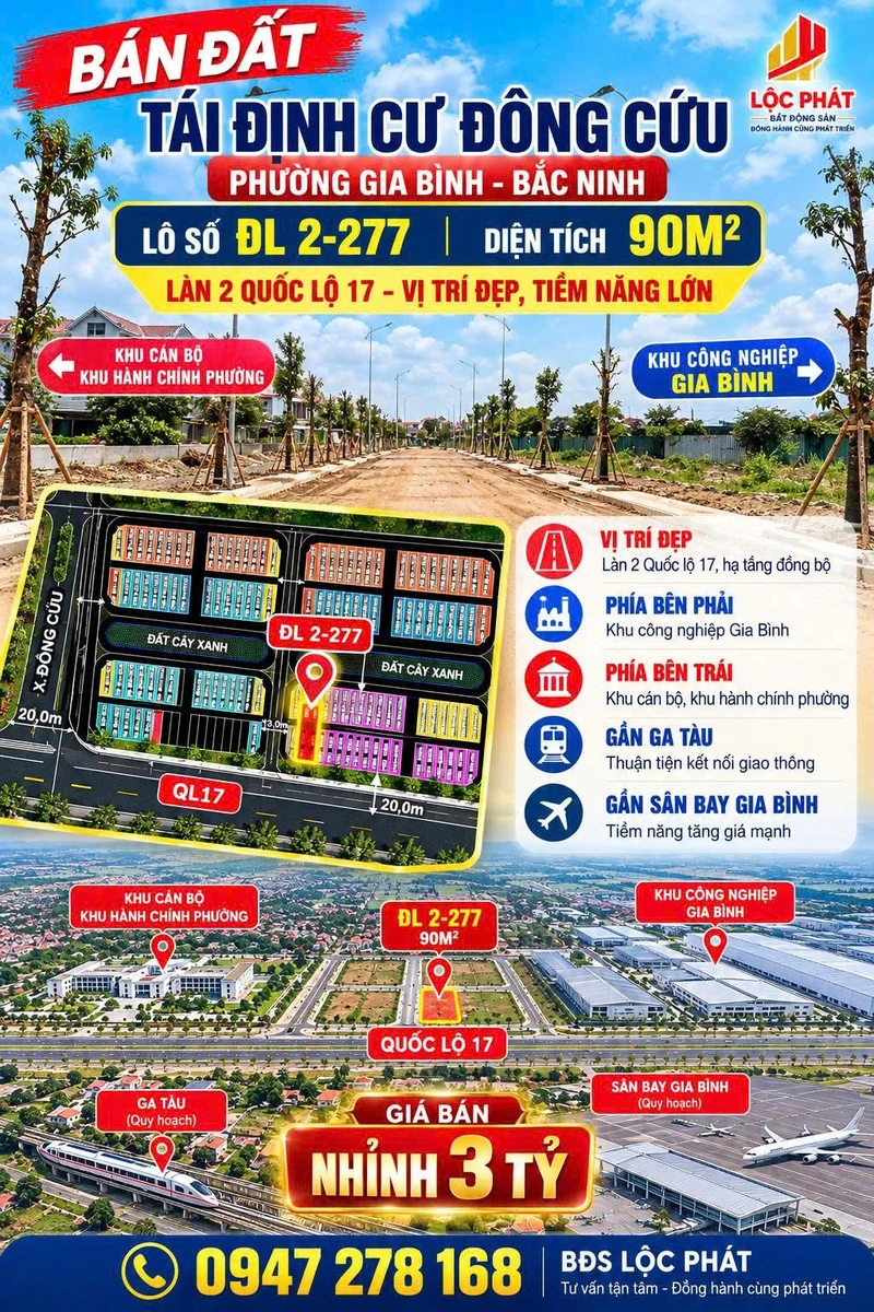Bán đất tái định cư 90m² Gia Bình, Bắc Ninh nhỉnh 3 tỷ - Ảnh thu nhỏ 2