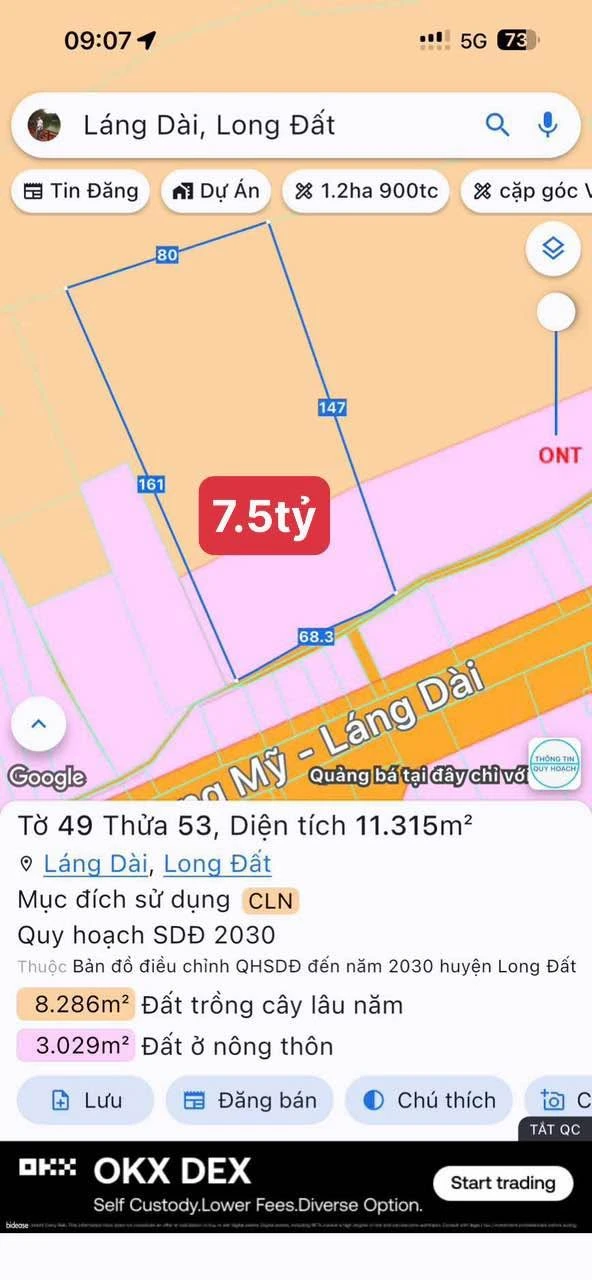 Bán đất nền 1.1 ha sát Phước Hải gần biển Lộc An 7.5 tỷ - Ảnh 1