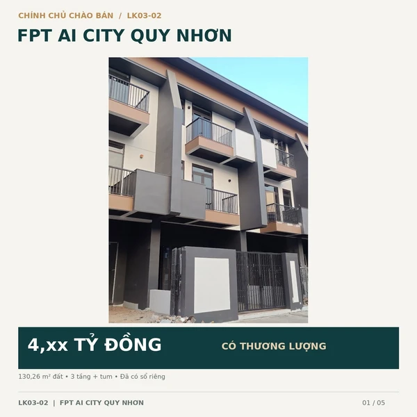 Bán nhà liền kề FPT AI City Quy Nhơn 130m² 4 tỷ