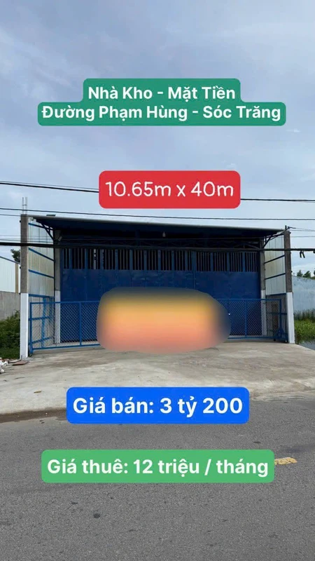 Bán nhà kho mặt tiền Phạm Hùng 426m², Cần Thơ 3.2 tỷ