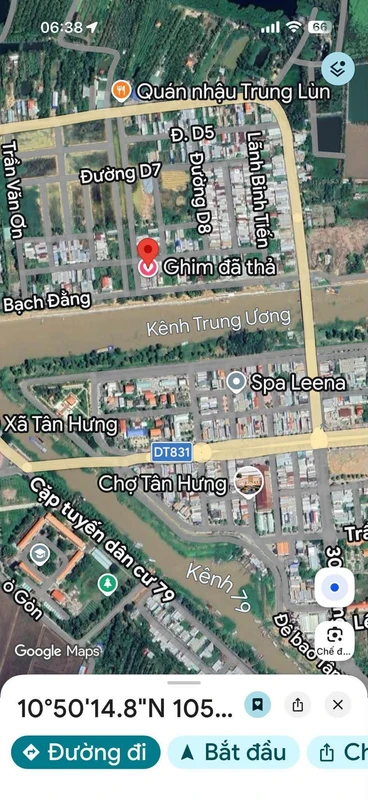 Bán đất mặt tiền đường Nguyễn Du 190m2, thổ cư 100%, Thị trấn Tân Hưng, Long An