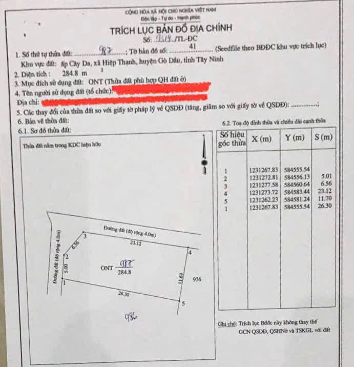 Bán lô đất 2 mặt tiền 11x26m Hiệp Thạnh 610 triệu - Ảnh 1