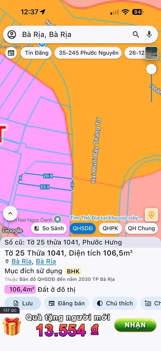 Bán lô đất 2 mặt tiền 110m² đường 27/4, Bà Rịa - Ảnh thu nhỏ 4