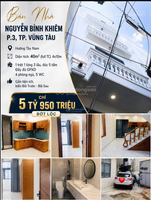 1%HH Bán nhà 4 lầu hẻm ô tô Nguyễn Bỉnh Khiêm P. 3 Vũng Tàu giá 5,7 tỷ - Ảnh thu nhỏ 2
