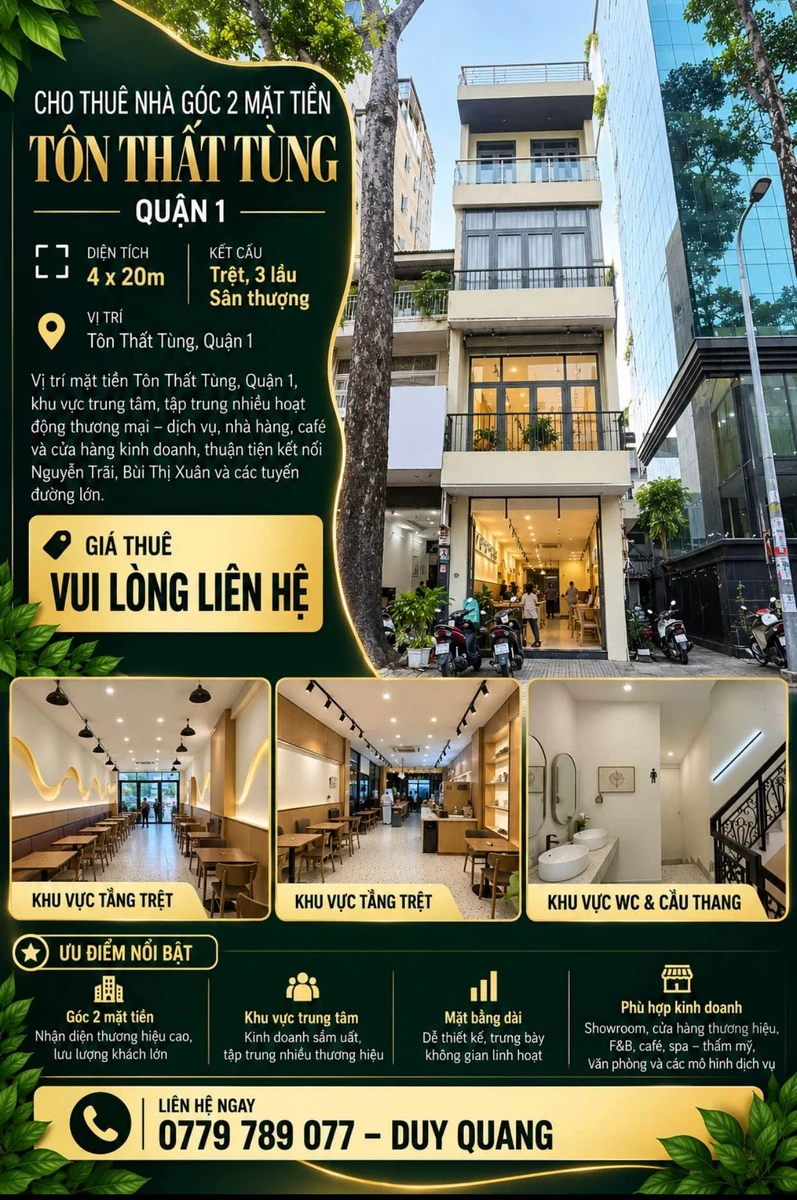 Cho thuê shophouse góc 2 mặt tiền 80m2 Quận 1, 100 triệu/tháng - Ảnh 1