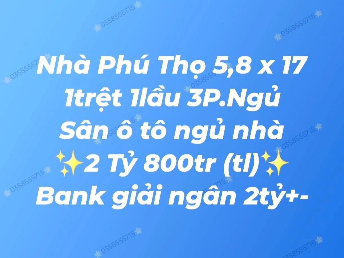 Bán nhà 3 phòng ngủ 75m² Phú Thọ, Tân Bình 2,8 tỷ - Ảnh 1