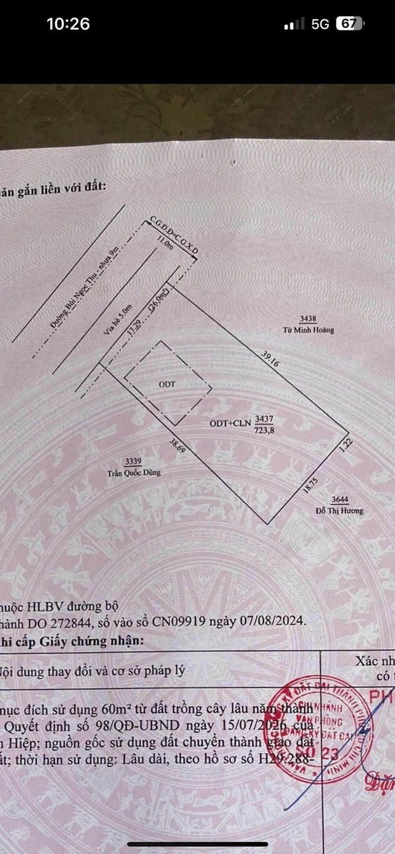 Bán đất mặt tiền Bùi Ngọc Thu 723,8m² - 10 tỷ Bình Dương - Ảnh thu nhỏ 4