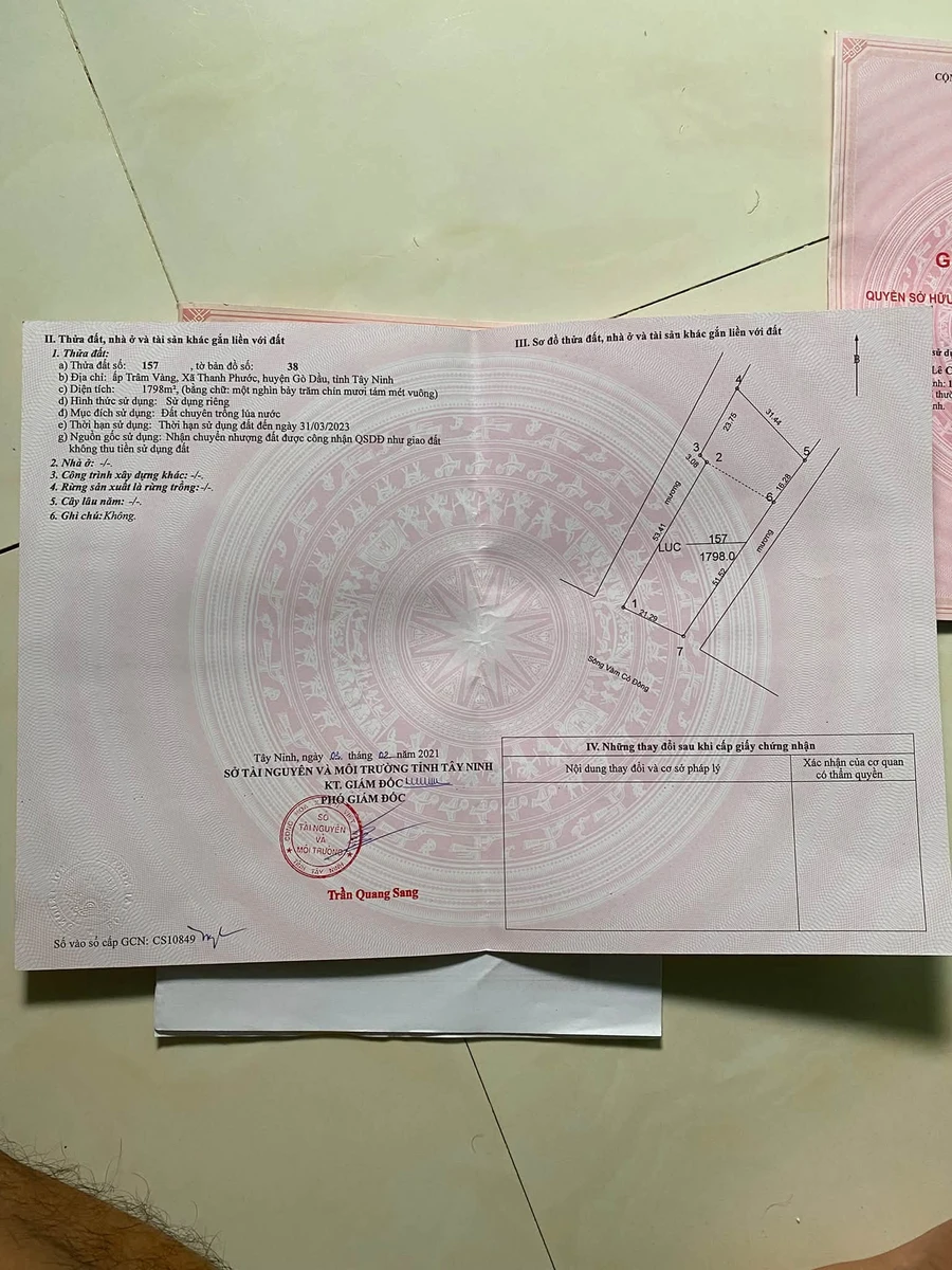 Bán đất lúa 1798m² 3 mặt tiền sông, xã Thanh Phước, Gò Dầu, Tây Ninh - Ảnh thu nhỏ 3