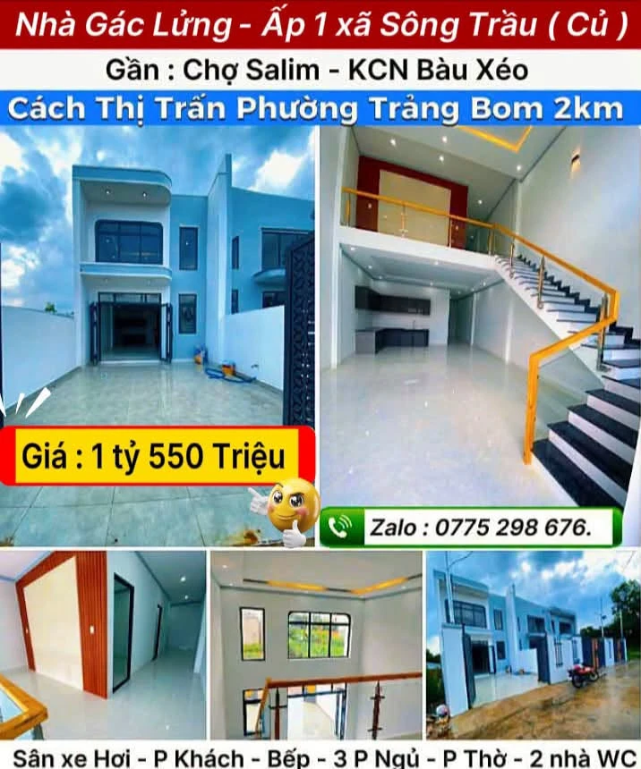 Bán nhà gác lửng 5x20 3 phòng ngủ, giá 1,55 tỷ tại Trảng Bom, Đồng Nai - Ảnh 1