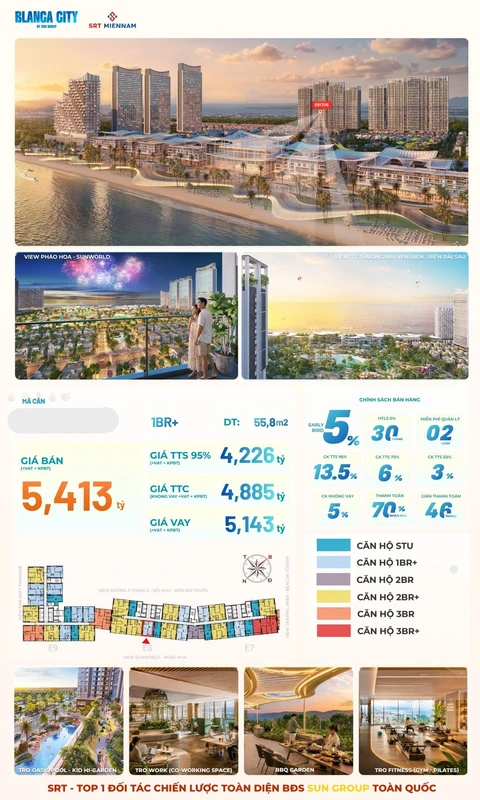 Bán căn hộ 1PN Blanca City Vũng Tàu 55.8m2 4.885 tỷ