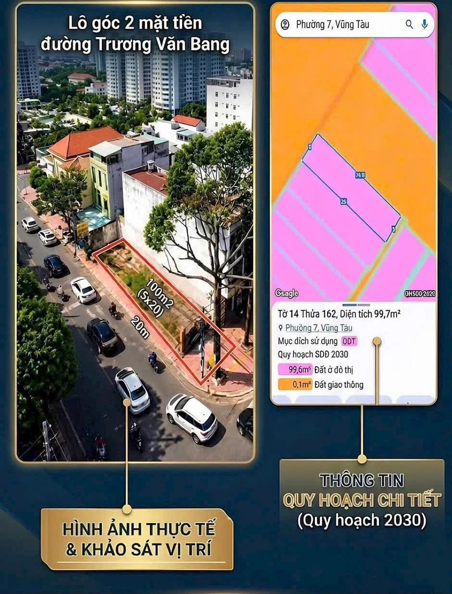 Bán lô góc 2 mặt tiền 100m2 đường Trương Văn Bang Vũng Tàu - Ảnh 1