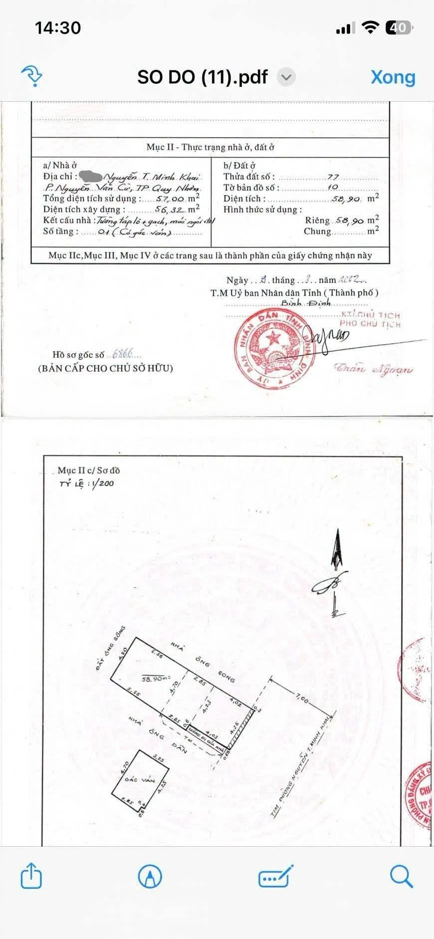 Bán nhà gác lở 59m2 mặt đường Nguyễn Thị Minh Khai, Quy Nhơn - Ảnh 1