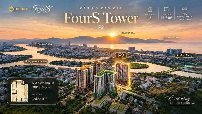 Bán căn hộ 2PN Sun FourS 61m² giá 2 tỷ 4 Đà Nẵng