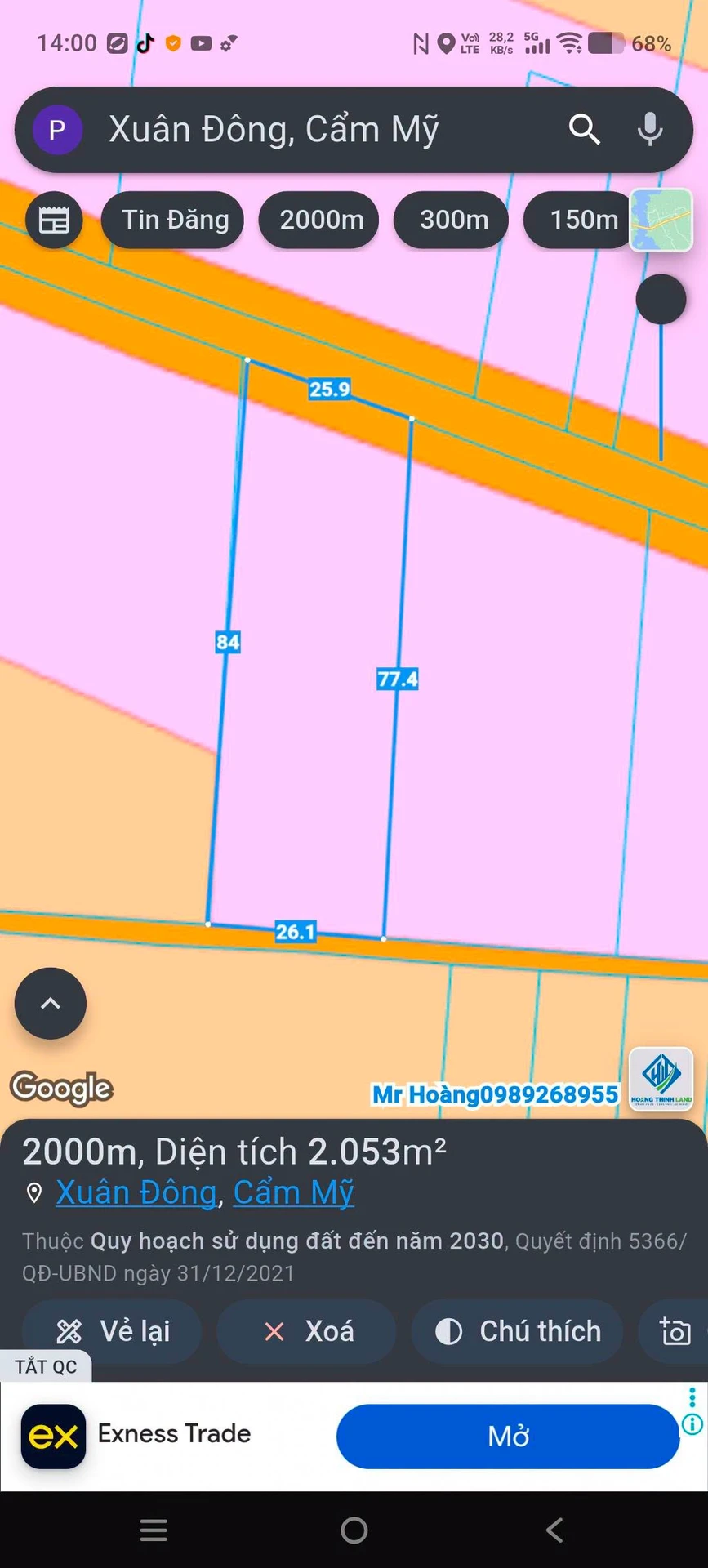 Bán đất 2000m² Xuân Tây Cẩm Mỹ 1 tỷ 500 triệu - Ảnh 1