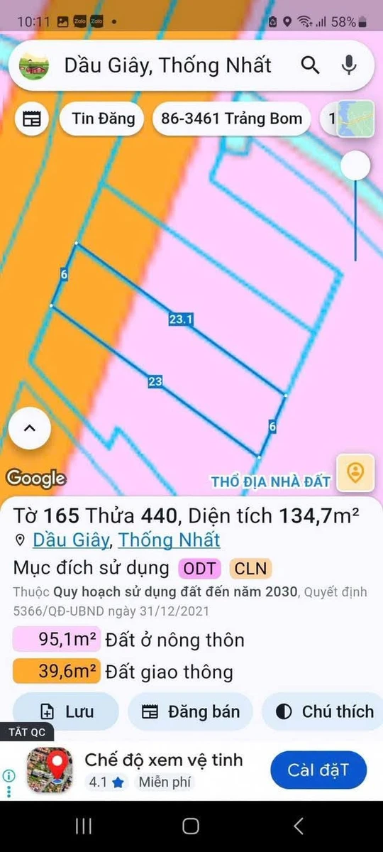 Bán 3 lô đất 134.7m2 Dầu Giây Đồng Nai - Ảnh thu nhỏ 4
