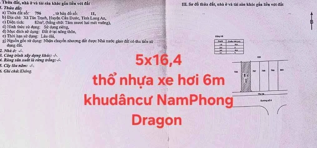 Bán lô đất thổ KDC Nam Phong 82 m², 699 triệu - Ảnh 1