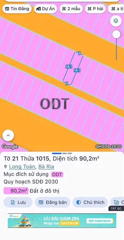 Bán lô đất Phan Thanh Giản 90m² full thổ cư Bà Rịa