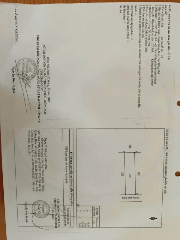 Bán lô đất 107.5 m² Xã Bàu Hàm, Trảng Bom 799 triệu
