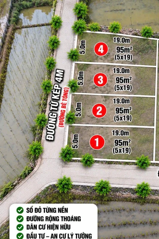 Bán 4 lô đất thổ cư 95m² Bến Lức Long An