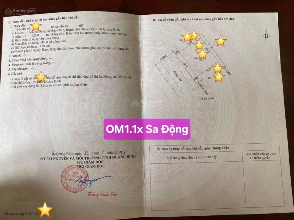 Chính chủ gửi bán cặp lô biệt thự OM1.1x KĐT Sa Động, Bảo Ninh, Đồng Hới, Quảng Bình, (840m2, 23tỷ) - Ảnh thu nhỏ 2